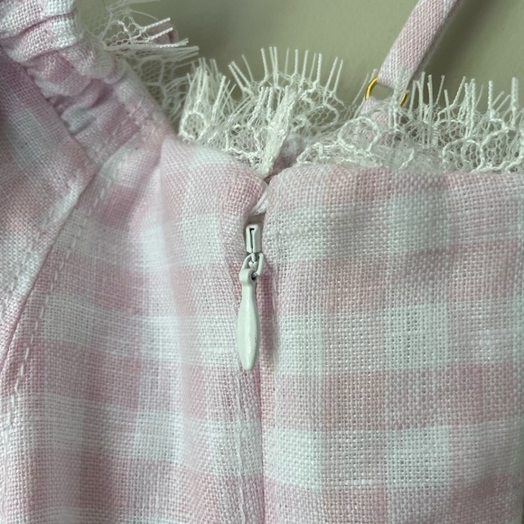 NEW LoveShackFancy Shai Linen Gingham Mini Dress Pink | US 2 UK 6 - Picture 10 of 15